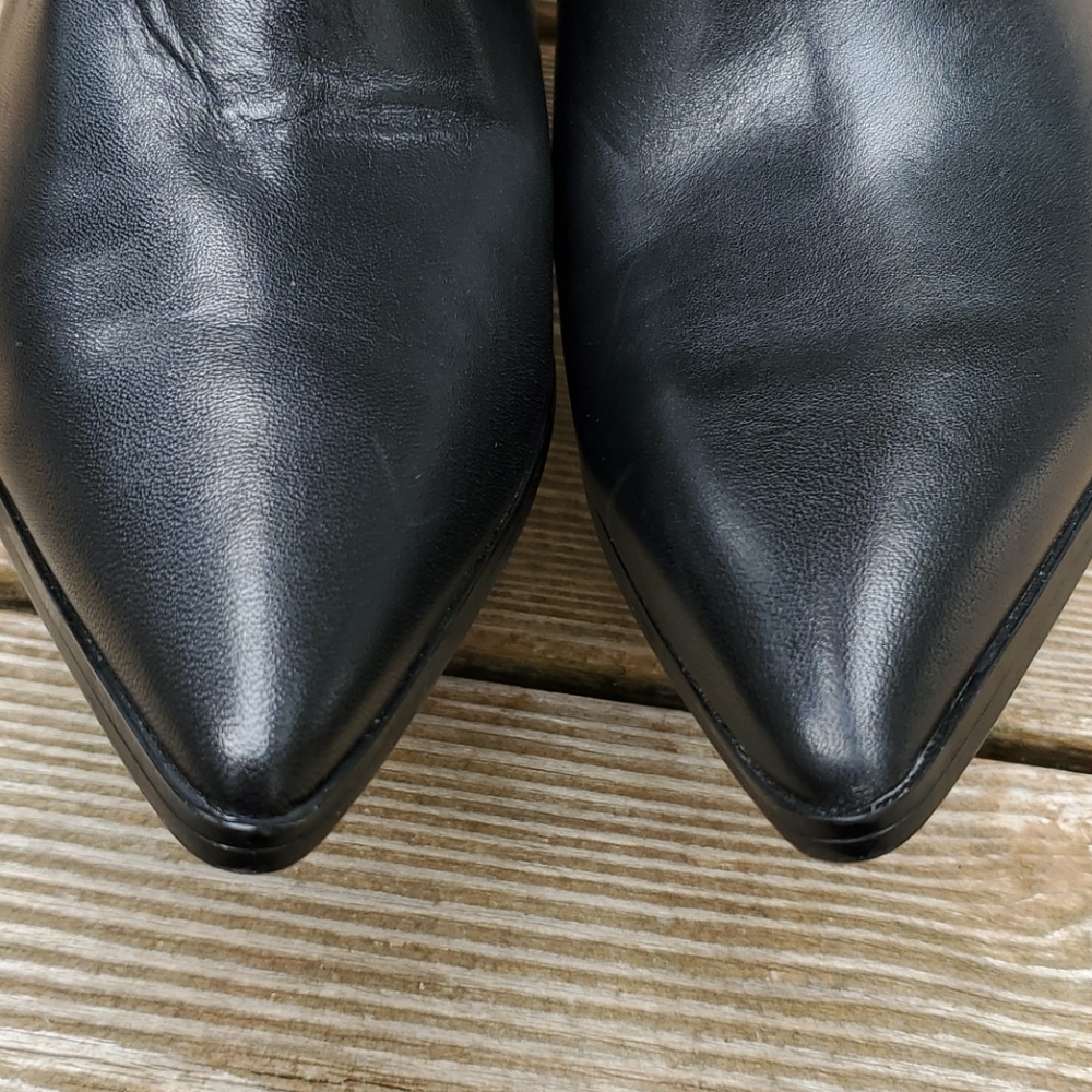 Zara leather high heel boots with cowboy strap with metal buckle detail - Picture 9 of 16
